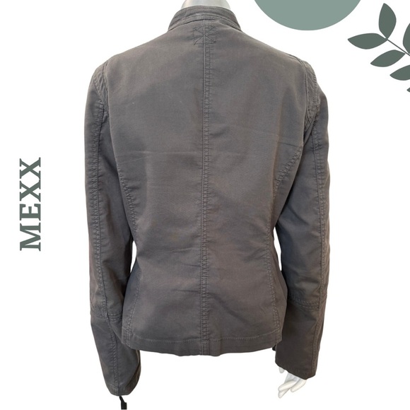 Mexx Military Style Utility Jacket Brown Asymmetrical Button Up Size 8 UK 12 - Picture 3 of 8